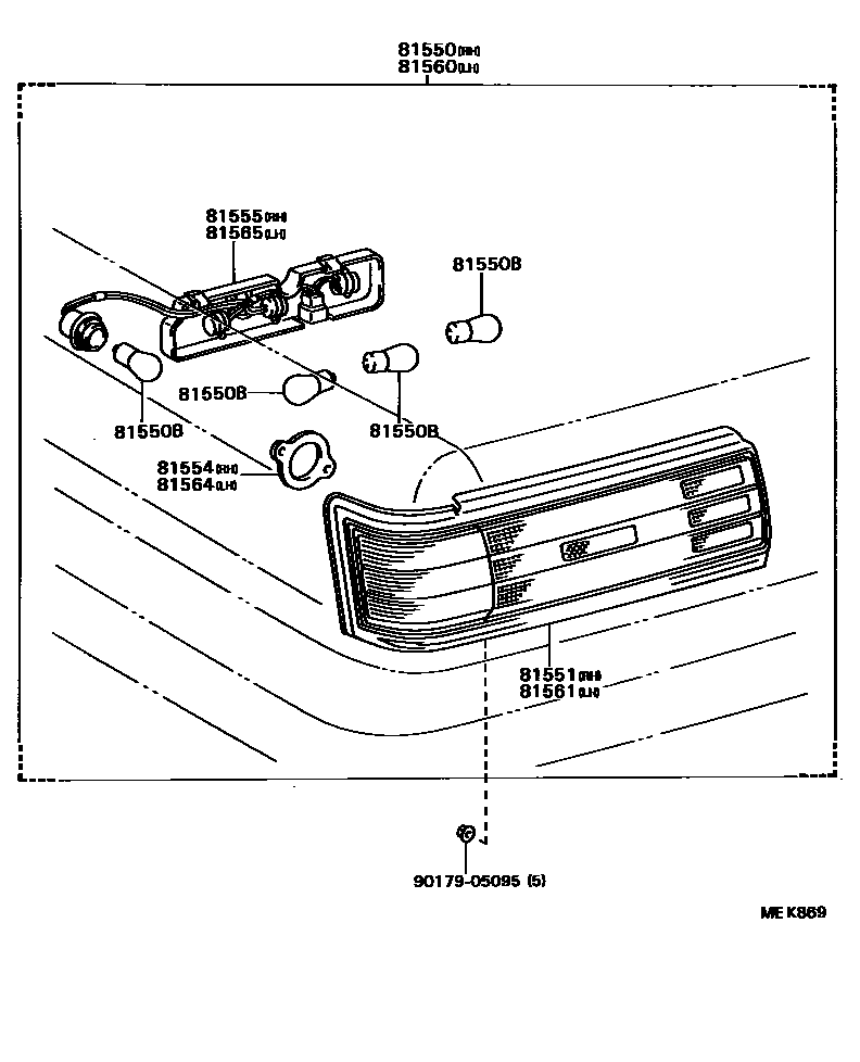 Toyota CAMRY 后组合灯 EPC diagram — MEK869