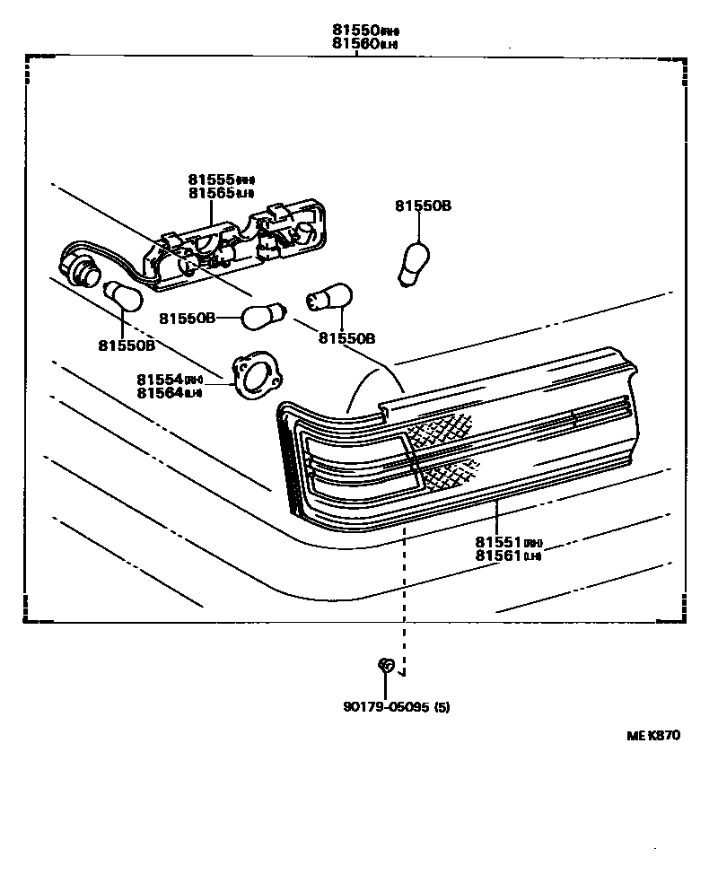 Toyota CAMRY 后组合灯 EPC diagram — MEK870