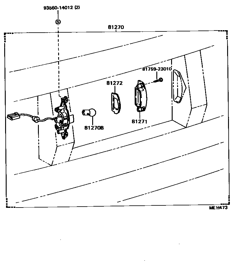 Toyota CAMRY 后牌照灯 EPC diagram — MEH473