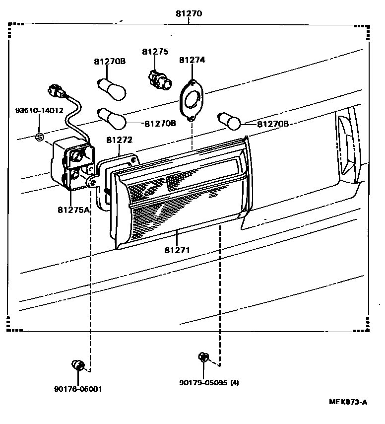 Toyota CAMRY 后牌照灯 EPC diagram — MEK873A