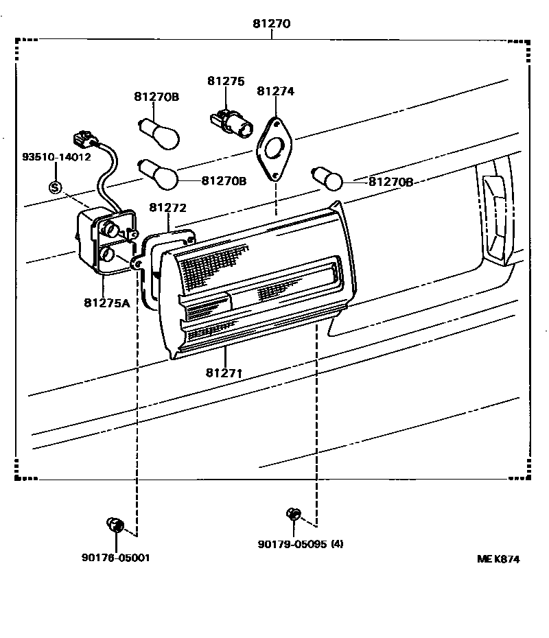 Toyota CAMRY 后牌照灯 EPC diagram — MEK874