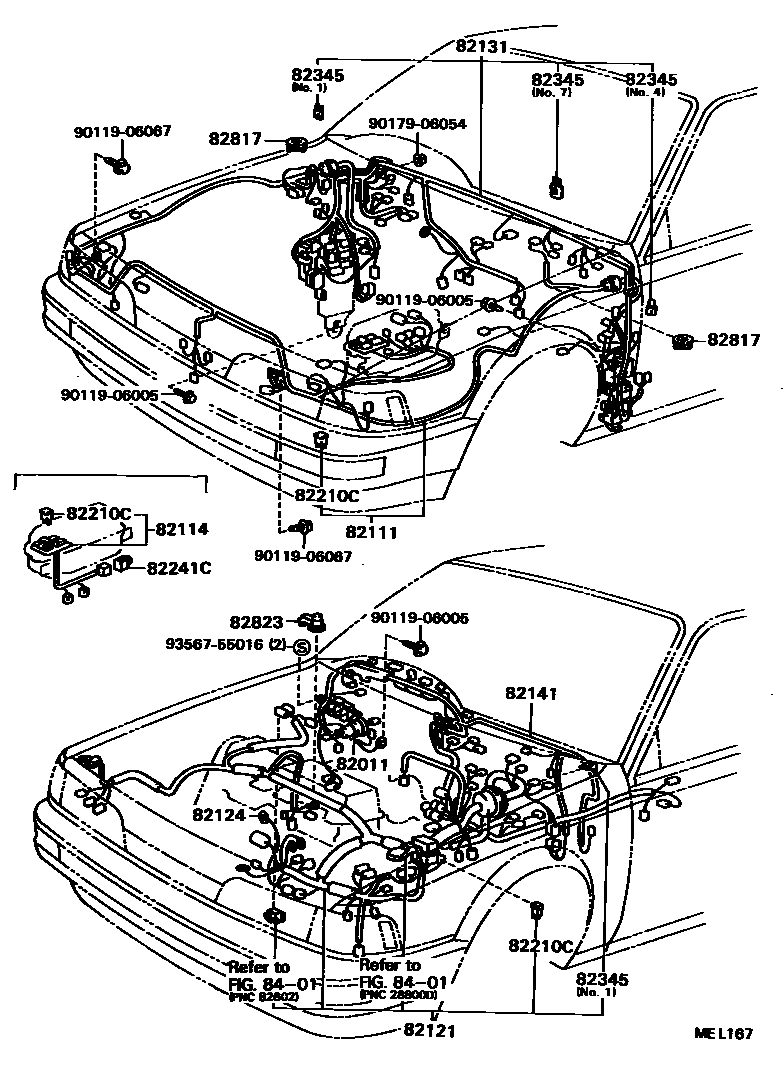 Toyota CAMRY 线束和卡夹 EPC diagram — MEL167