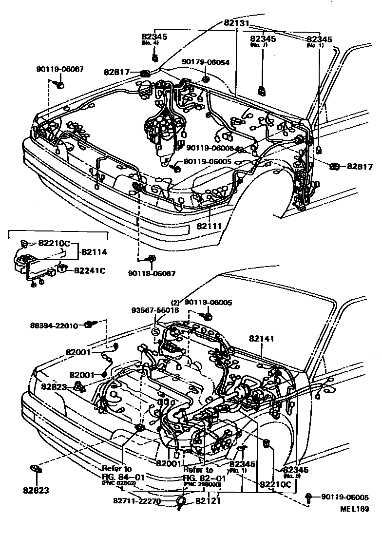 Toyota CAMRY 线束和卡夹 EPC diagram — MEL169