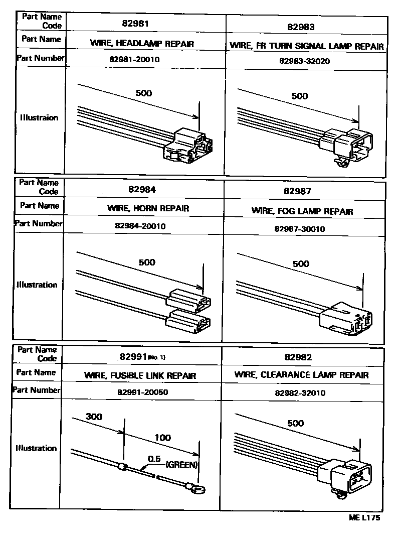 Toyota CAMRY 线束和卡夹 EPC diagram — MEL175