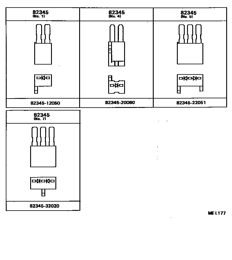 Toyota CAMRY 线束和卡夹 EPC diagram — MEL177