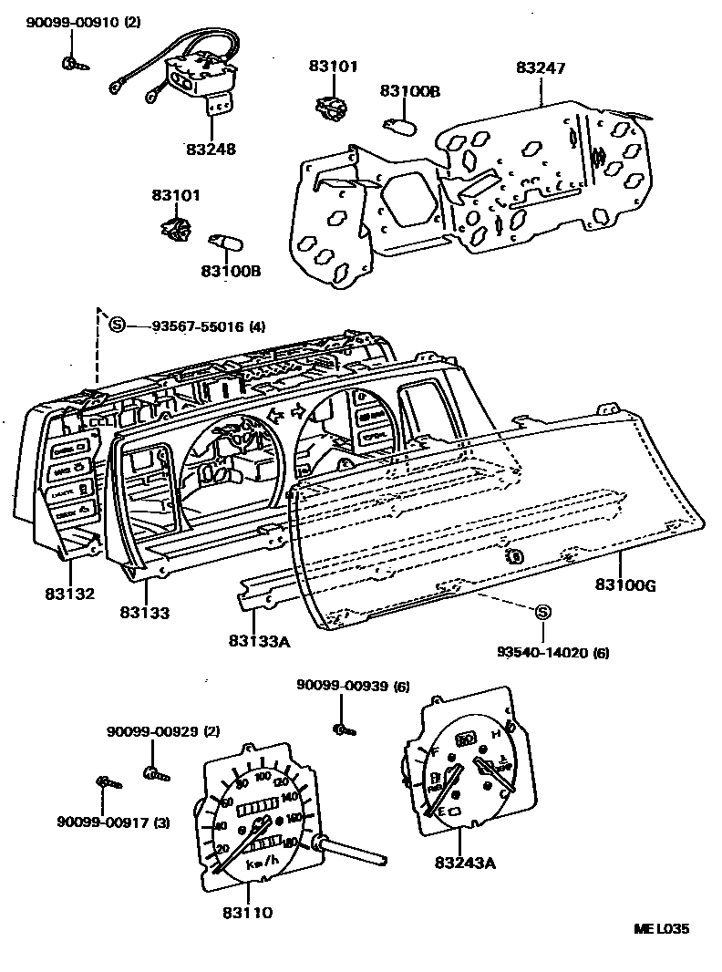 Toyota CAMRY 仪表 EPC diagram — MEL035