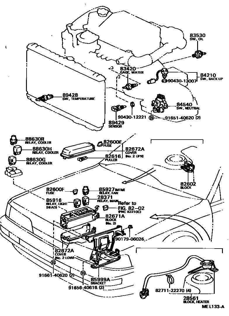Toyota CAMRY 开关和继电器和ECU EPC diagram — MEL133A