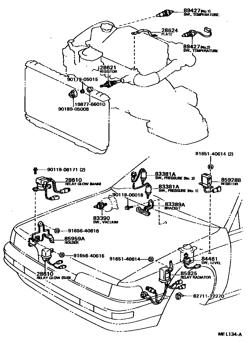 Toyota CAMRY 开关和继电器和ECU EPC diagram — MEL134A