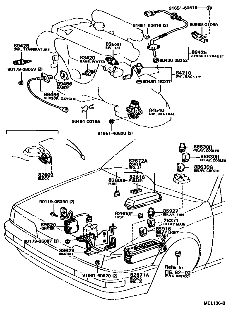 Toyota CAMRY 开关和继电器和ECU EPC diagram — MEL136B
