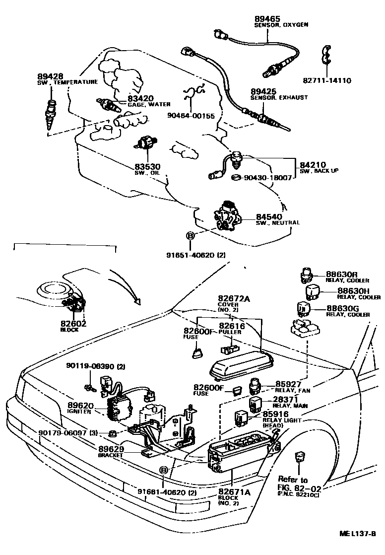 Toyota CAMRY 开关和继电器和ECU EPC diagram — MEL137B