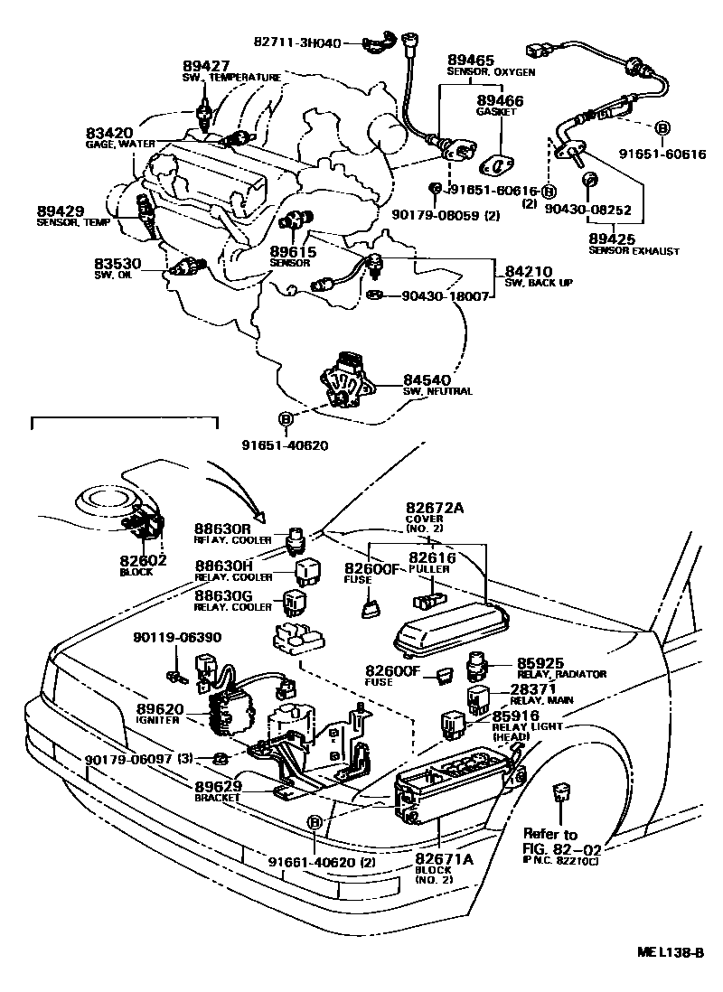 Toyota CAMRY 开关和继电器和ECU EPC diagram — MEL138B