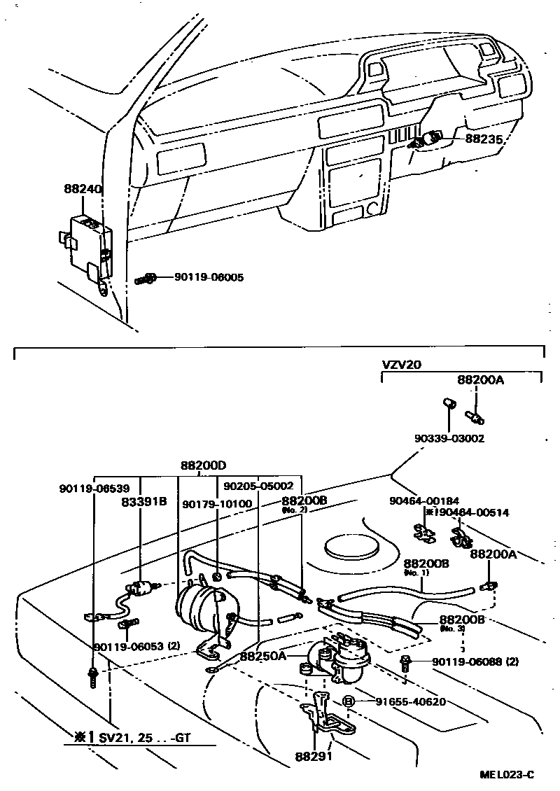 Toyota CAMRY 巡航控制(自动行驶) EPC diagram — MEL023C