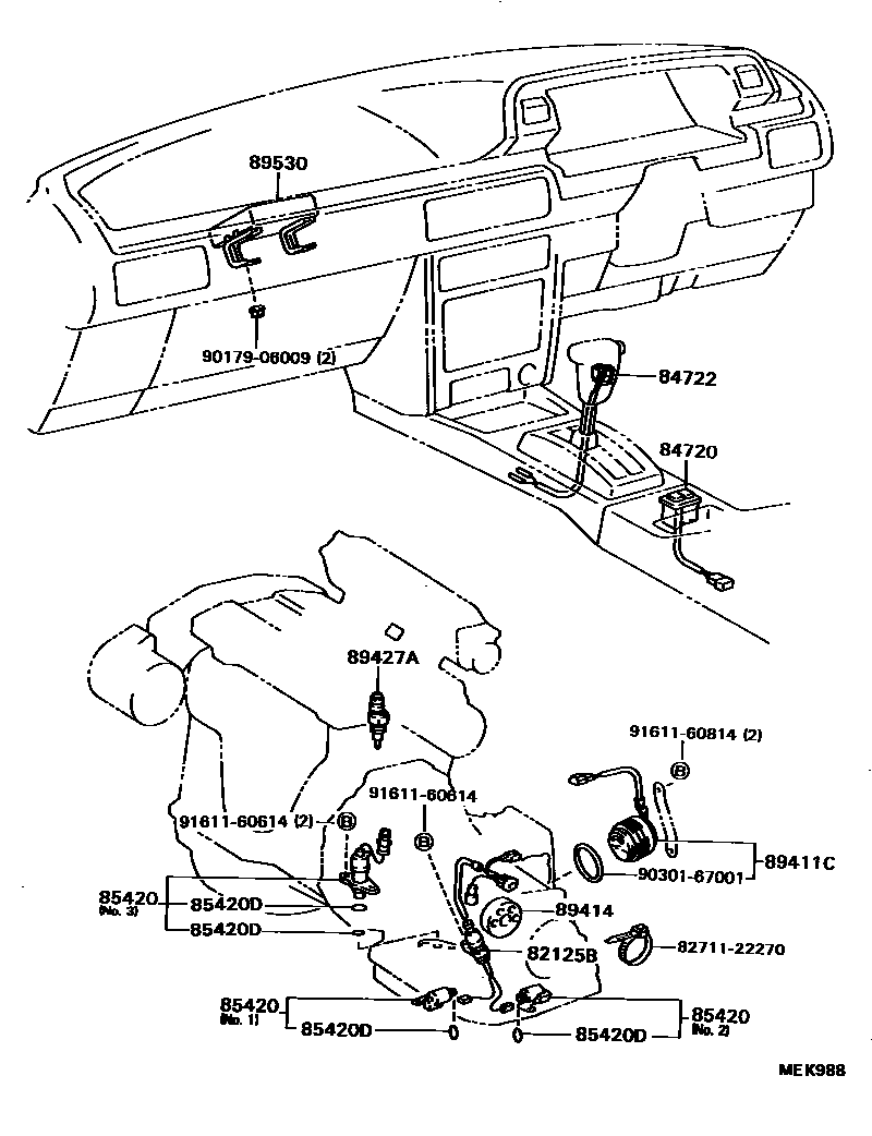 Toyota CAMRY 超速档和电子控制变速器 EPC diagram — MEK988