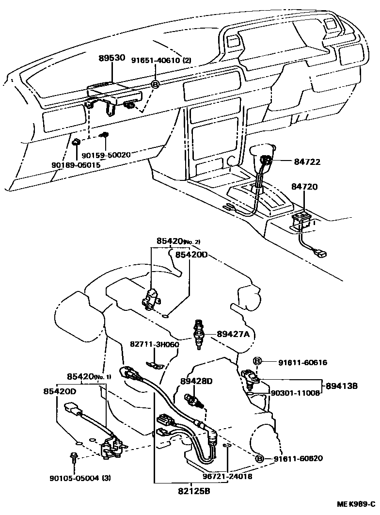 Toyota CAMRY 超速档和电子控制变速器 EPC diagram — MEK989C
