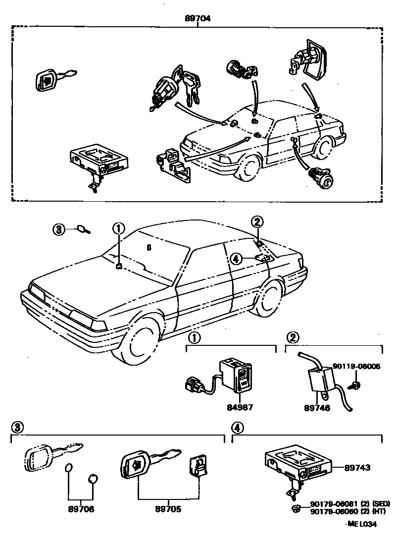 Toyota CAMRY 遥控门锁 EPC diagram — MEL034