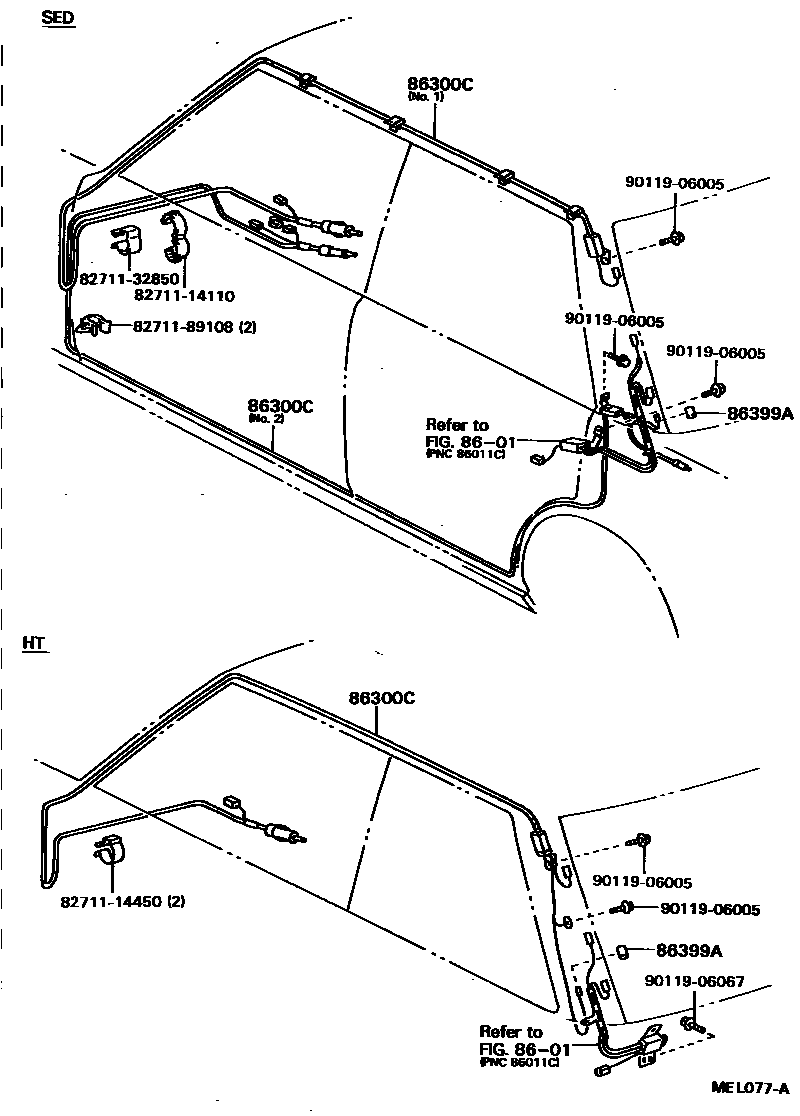 Toyota CAMRY antenna EPC diagram — MEL077A