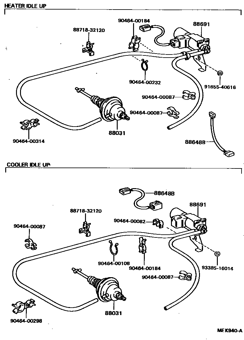 Toyota CAMRY 暖风和空调系统 - 真空管 EPC diagram — MEK940A