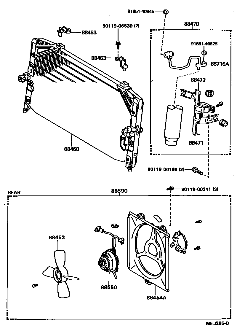 Toyota CAMRY Heating & Air Conditioning - Cooler Piping EPC diagram — MEJ286D