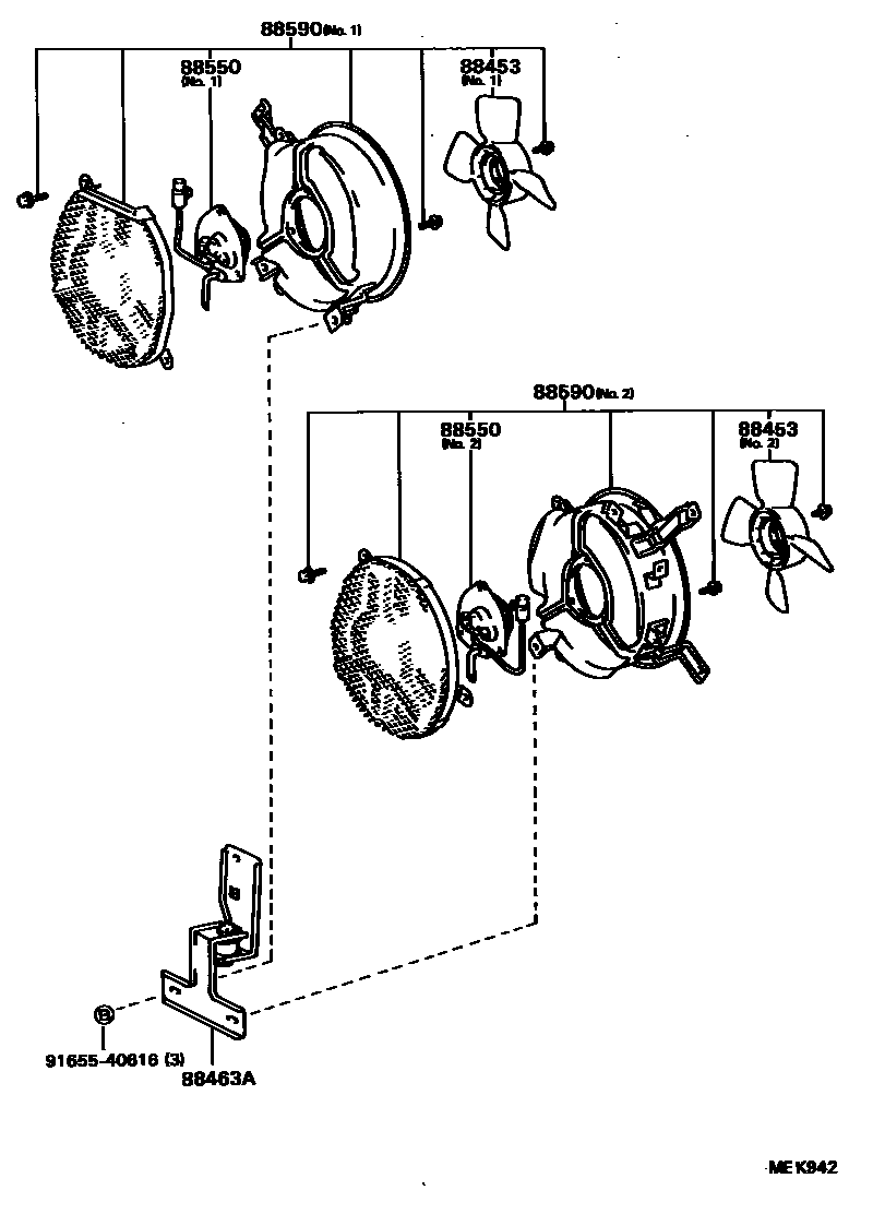 Toyota CAMRY Heating & Air Conditioning - Cooler Piping EPC diagram — MEK942