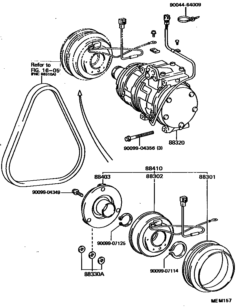 Toyota CAMRY Heating & Air Conditioning - Compressor EPC diagram — MEM157