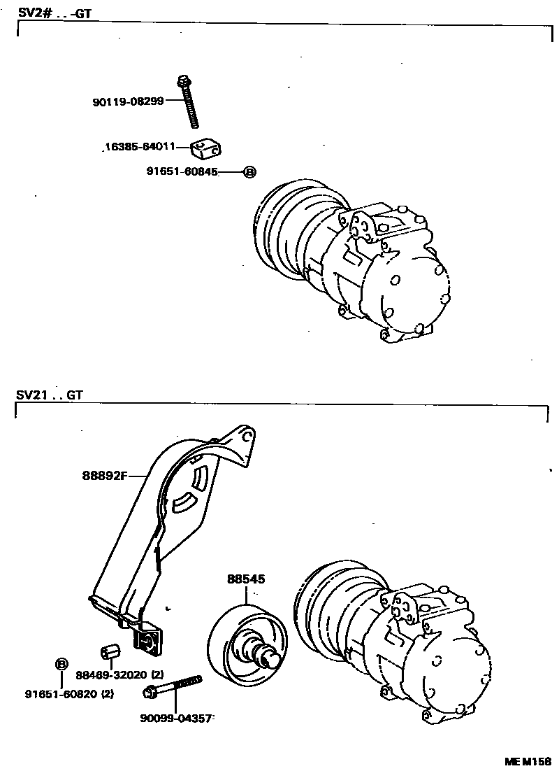 Toyota CAMRY Heating & Air Conditioning - Compressor EPC diagram — MEM158