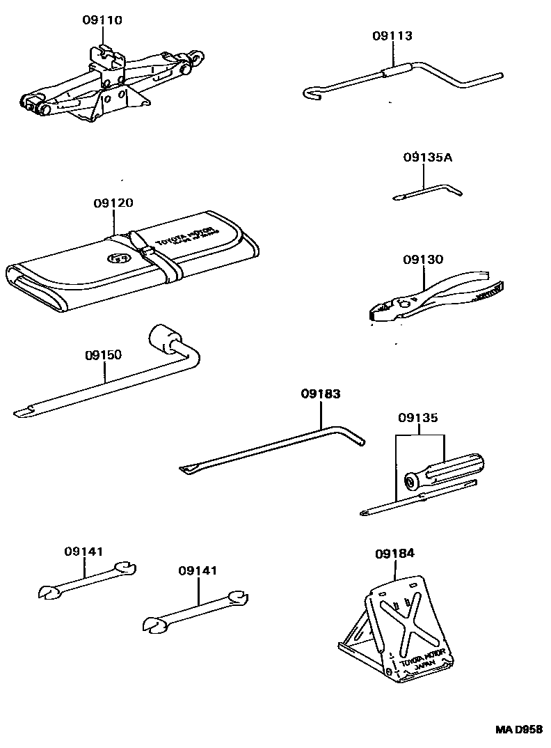 Toyota CAMRY Standard Tools EPC diagram — MAD958