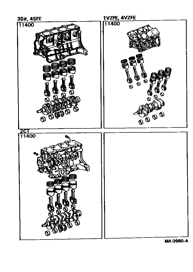 Toyota CAMRY Short Block Assembly EPC diagram — MAD960A