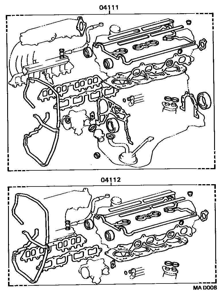 Toyota CAMRY Engine Overhaul Gasket Kit EPC diagram — MAD008