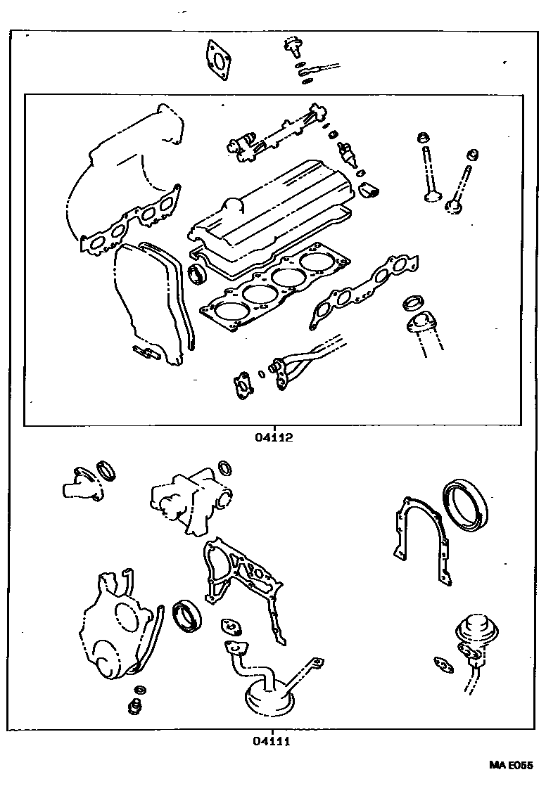 Toyota CAMRY Engine Overhaul Gasket Kit EPC diagram — MAE055