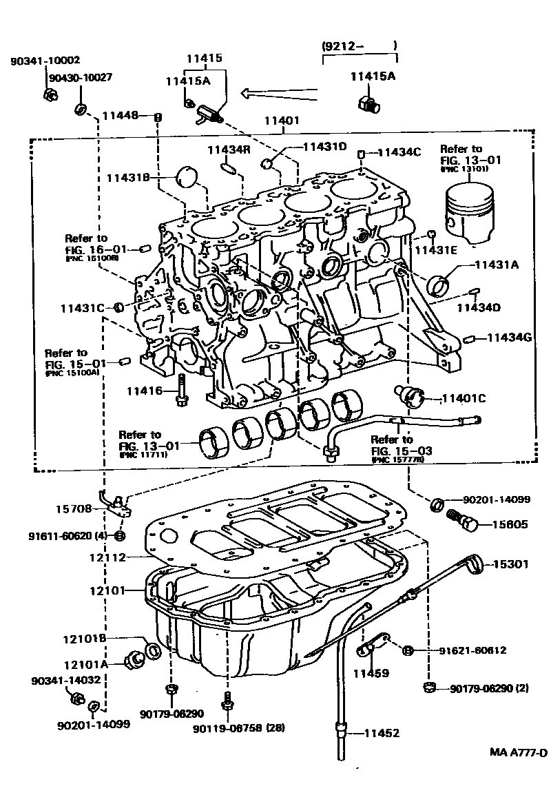 Toyota CAMRY Cylinder Block EPC diagram — MAA777D