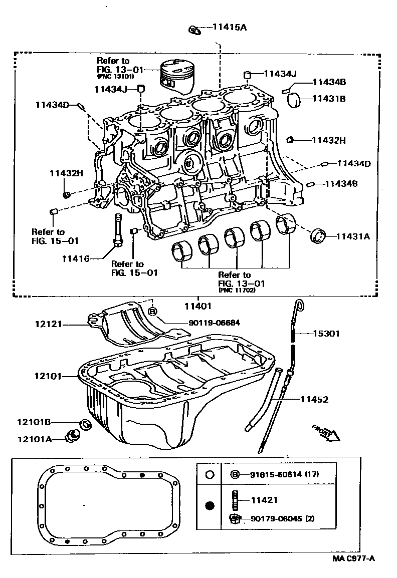 Toyota CAMRY Cylinder Block EPC diagram — MAC977A