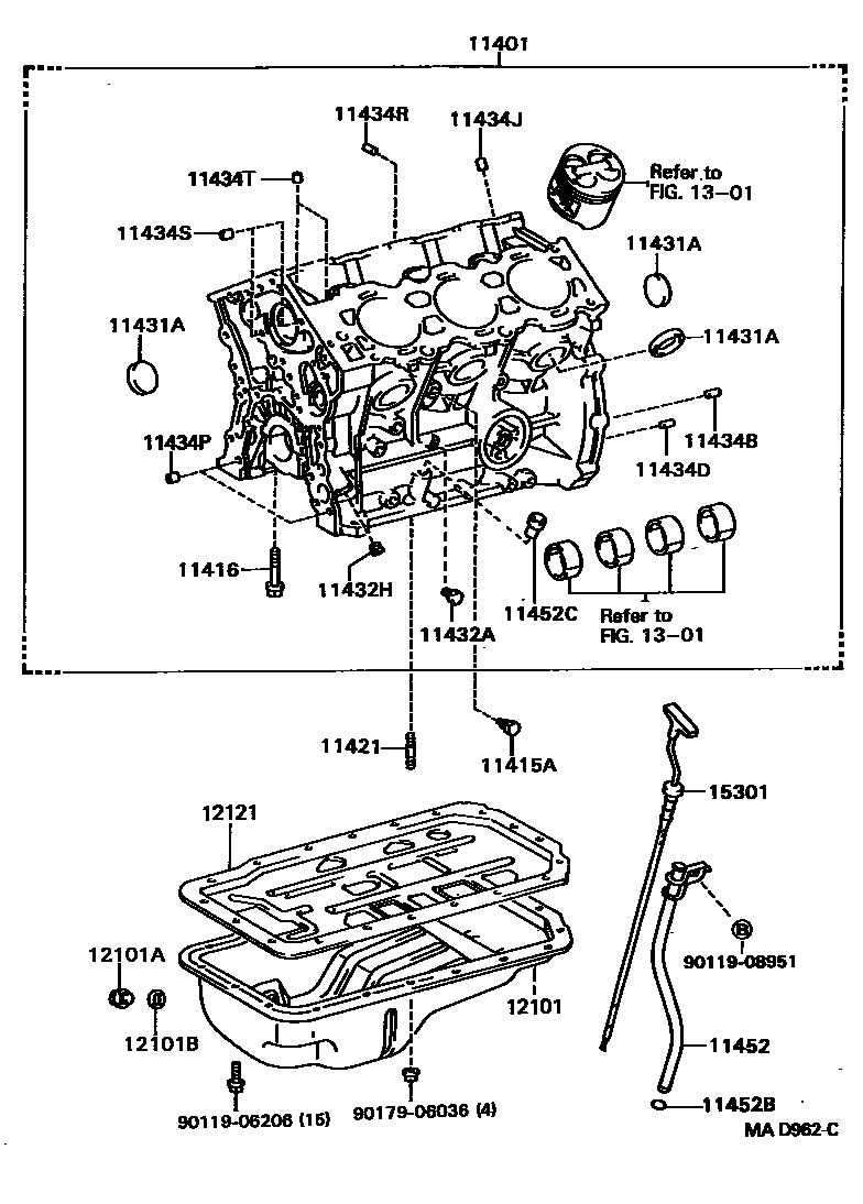 Toyota CAMRY Cylinder Block EPC diagram — MAD962C