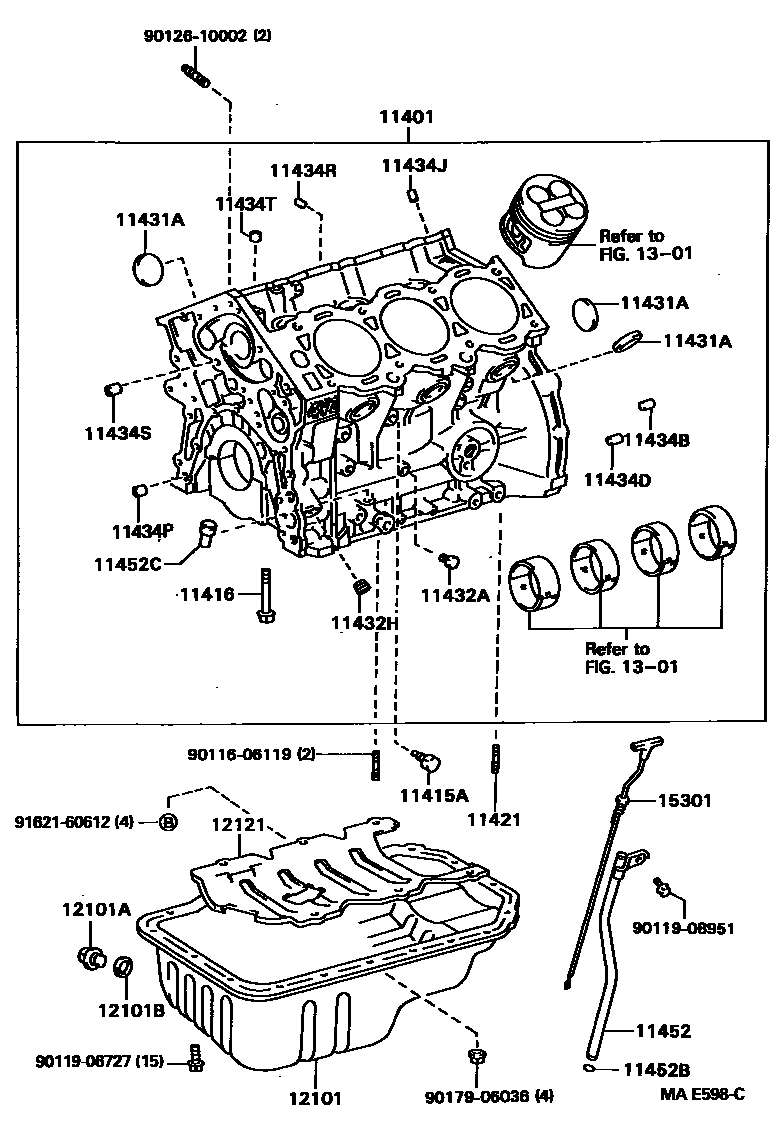Toyota CAMRY Cylinder Block EPC diagram — MAE598C