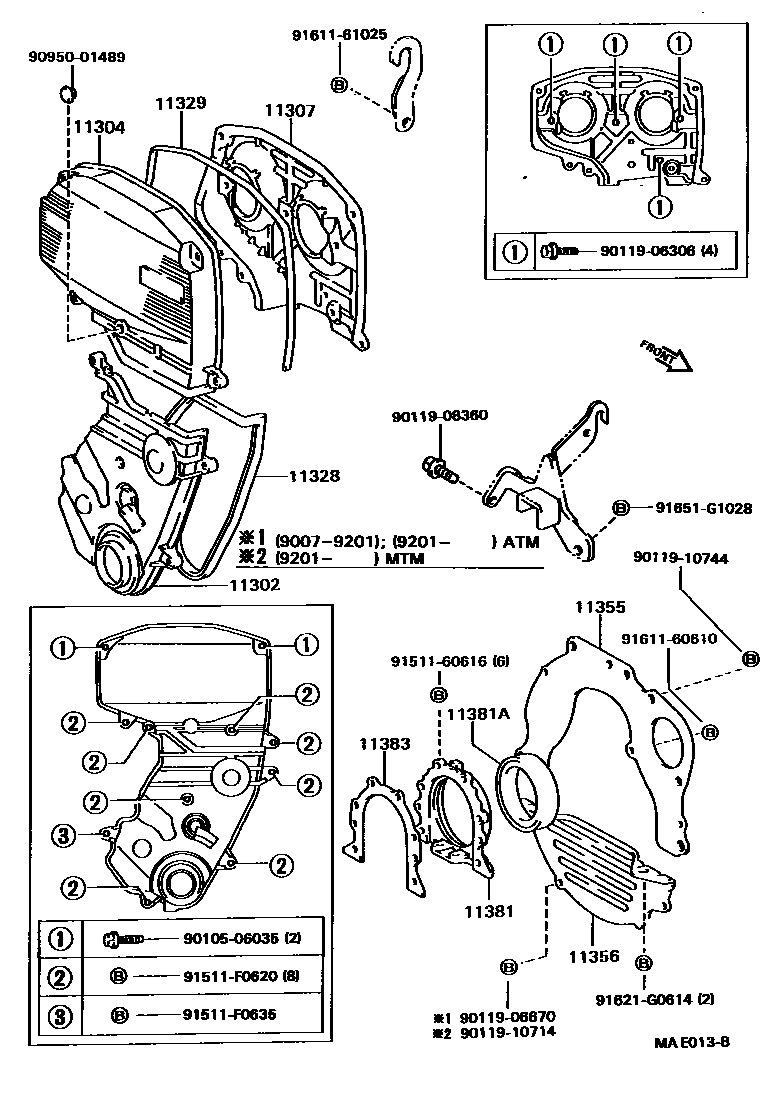 Toyota CAMRY Timing Gear Cover & Rear End Plate EPC diagram — MAE013B