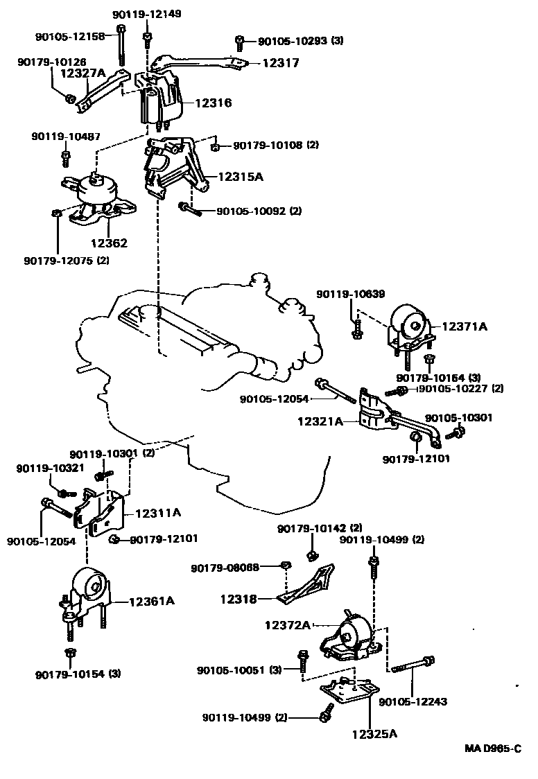 Toyota CAMRY Engine Mounting EPC diagram — MAD965C