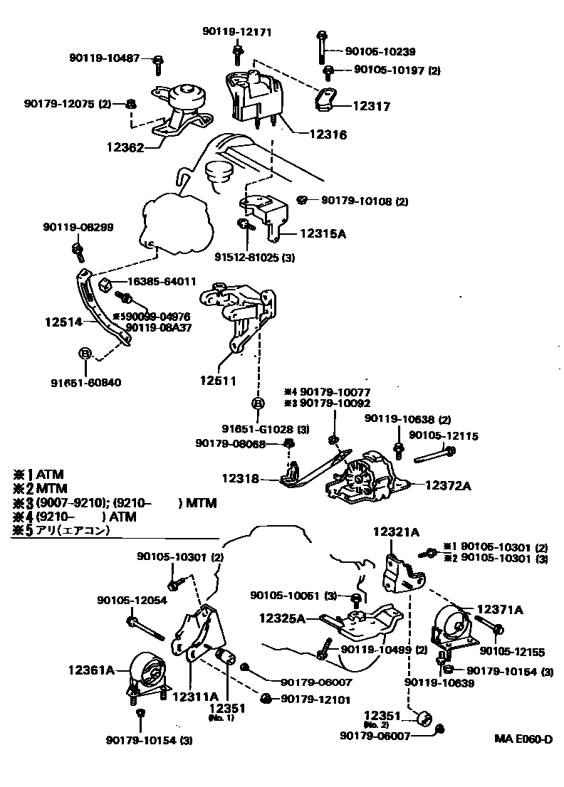 Toyota CAMRY Engine Mounting EPC diagram — MAE060D