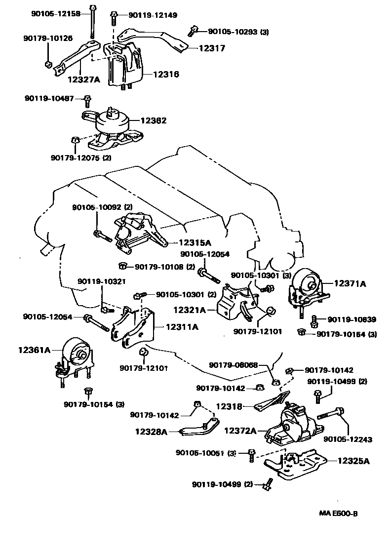 Toyota CAMRY Engine Mounting EPC diagram — MAE600B