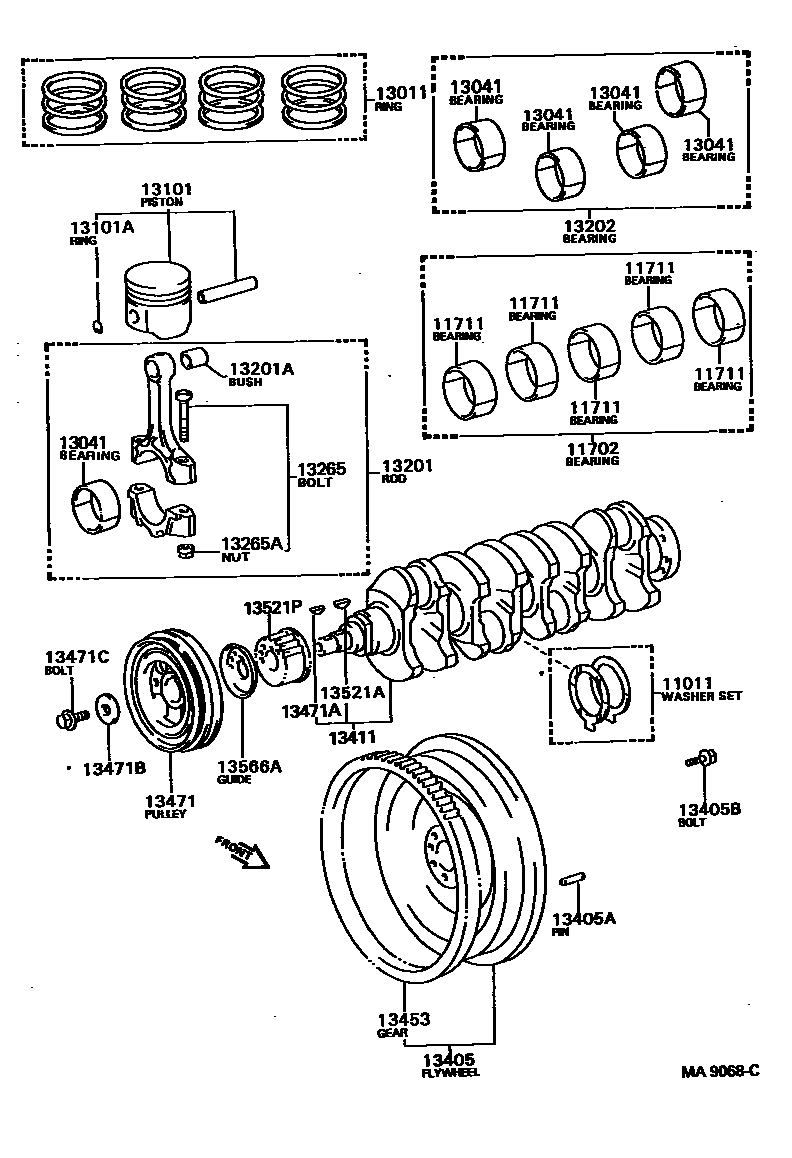 Toyota CAMRY Crankshaft & Piston EPC diagram — MA9068C