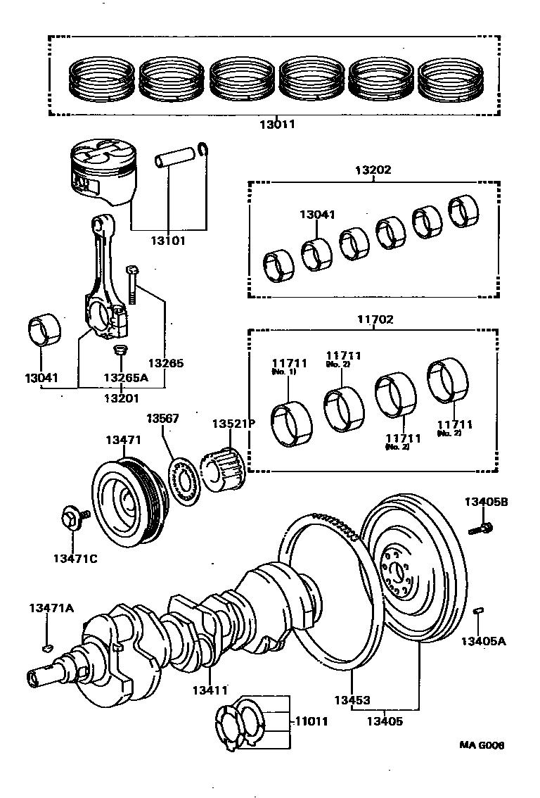 Toyota CAMRY Crankshaft & Piston EPC diagram — MAG006