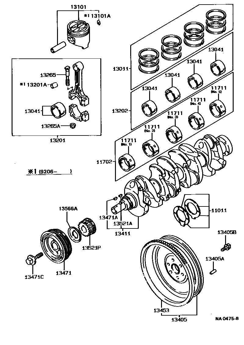 Toyota CAMRY Crankshaft & Piston EPC diagram — NA0475B