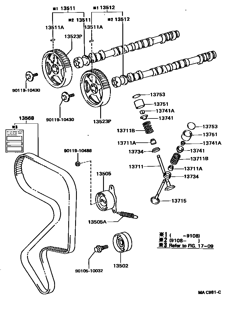 Toyota CAMRY Camshaft & Valve EPC diagram — MAC981C