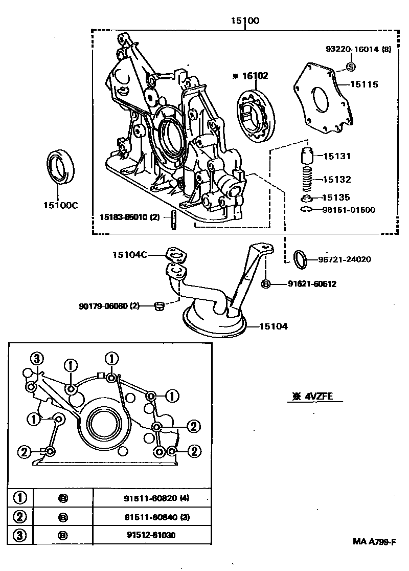 Toyota CAMRY Engine Oil Pump EPC diagram — MAA799F