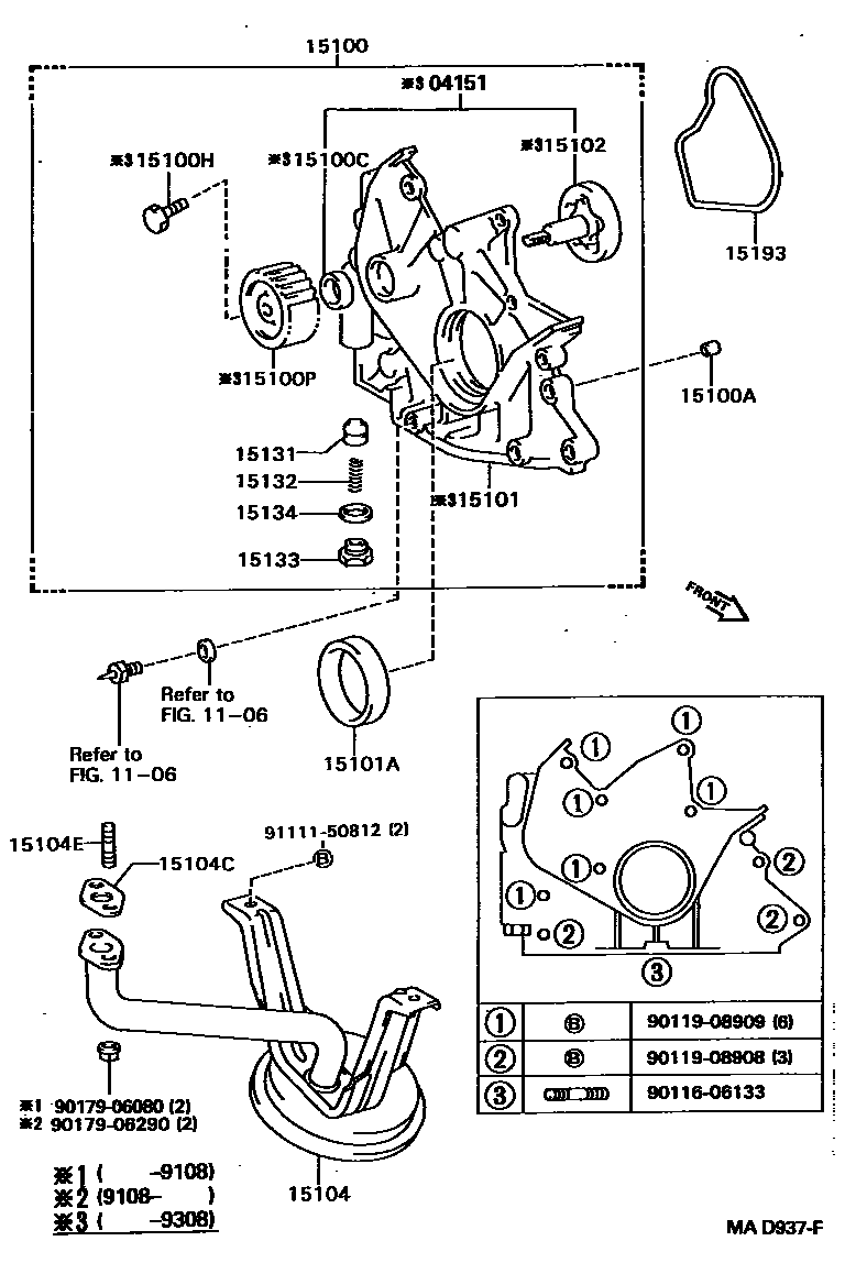 Toyota CAMRY Engine Oil Pump EPC diagram — MAD937F