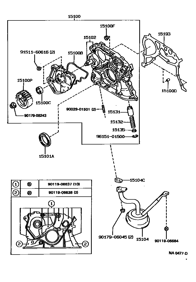 Toyota CAMRY Engine Oil Pump EPC diagram — NA0477D