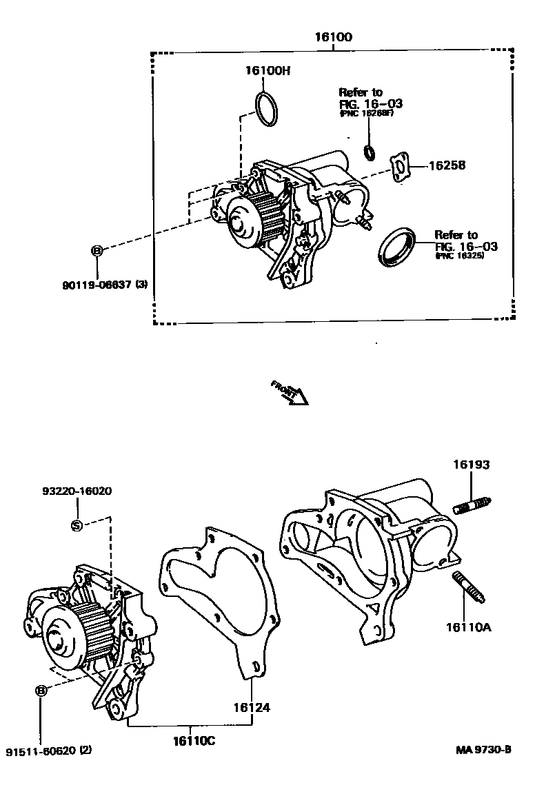 Toyota CAMRY Water Pump EPC diagram — MA9730B