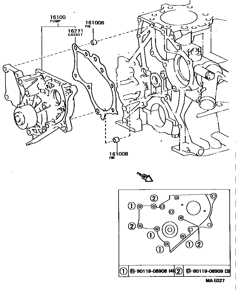 Toyota CAMRY Water Pump EPC diagram — MAE027