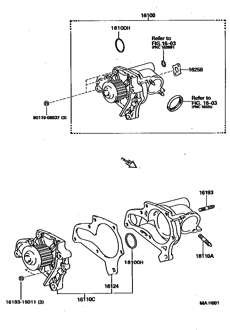 Toyota CAMRY Water Pump EPC diagram — MAH601