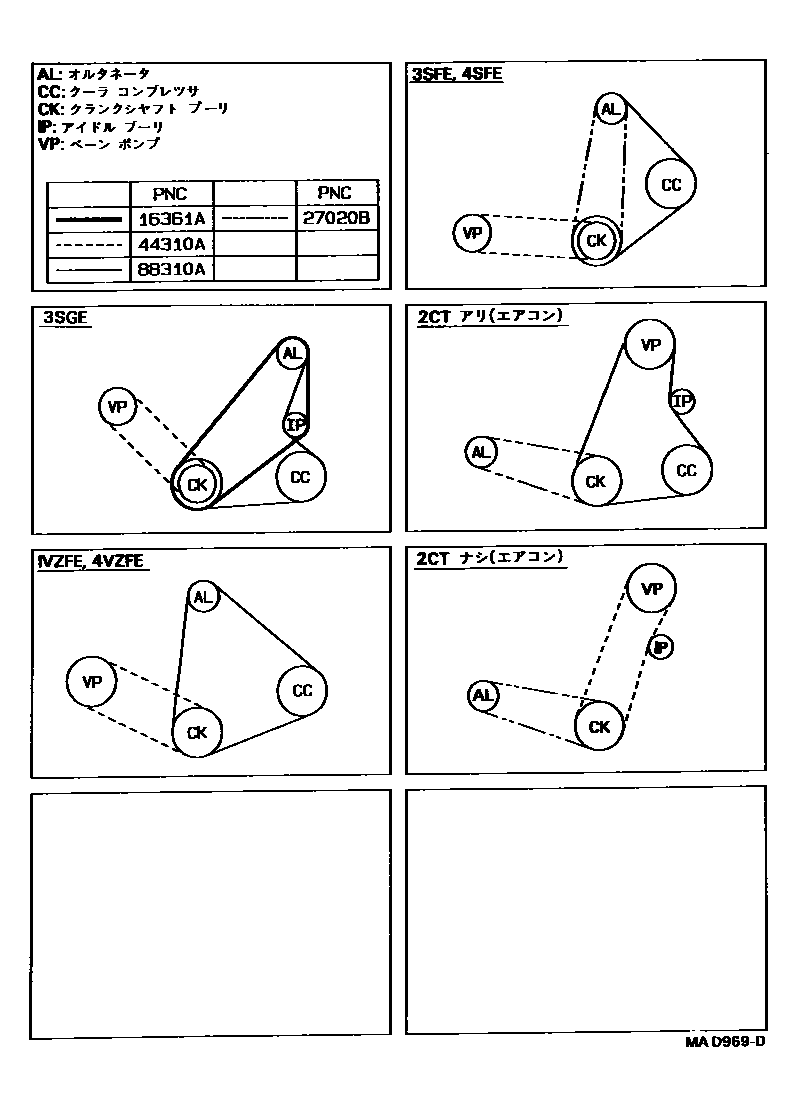 Toyota CAMRY V-Belt EPC diagram — MAD969D