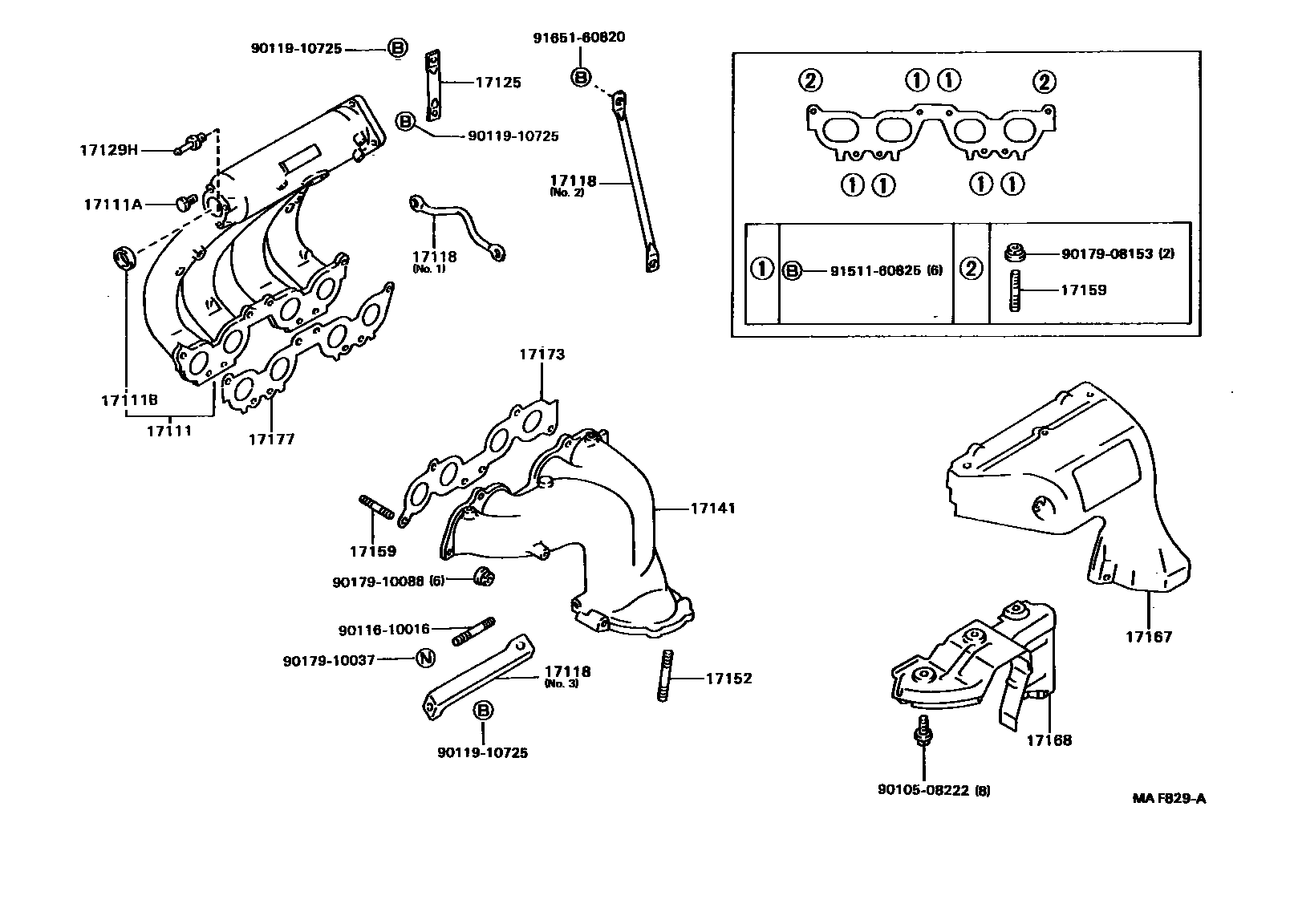 Toyota CAMRY Manifold EPC diagram — MAF829A