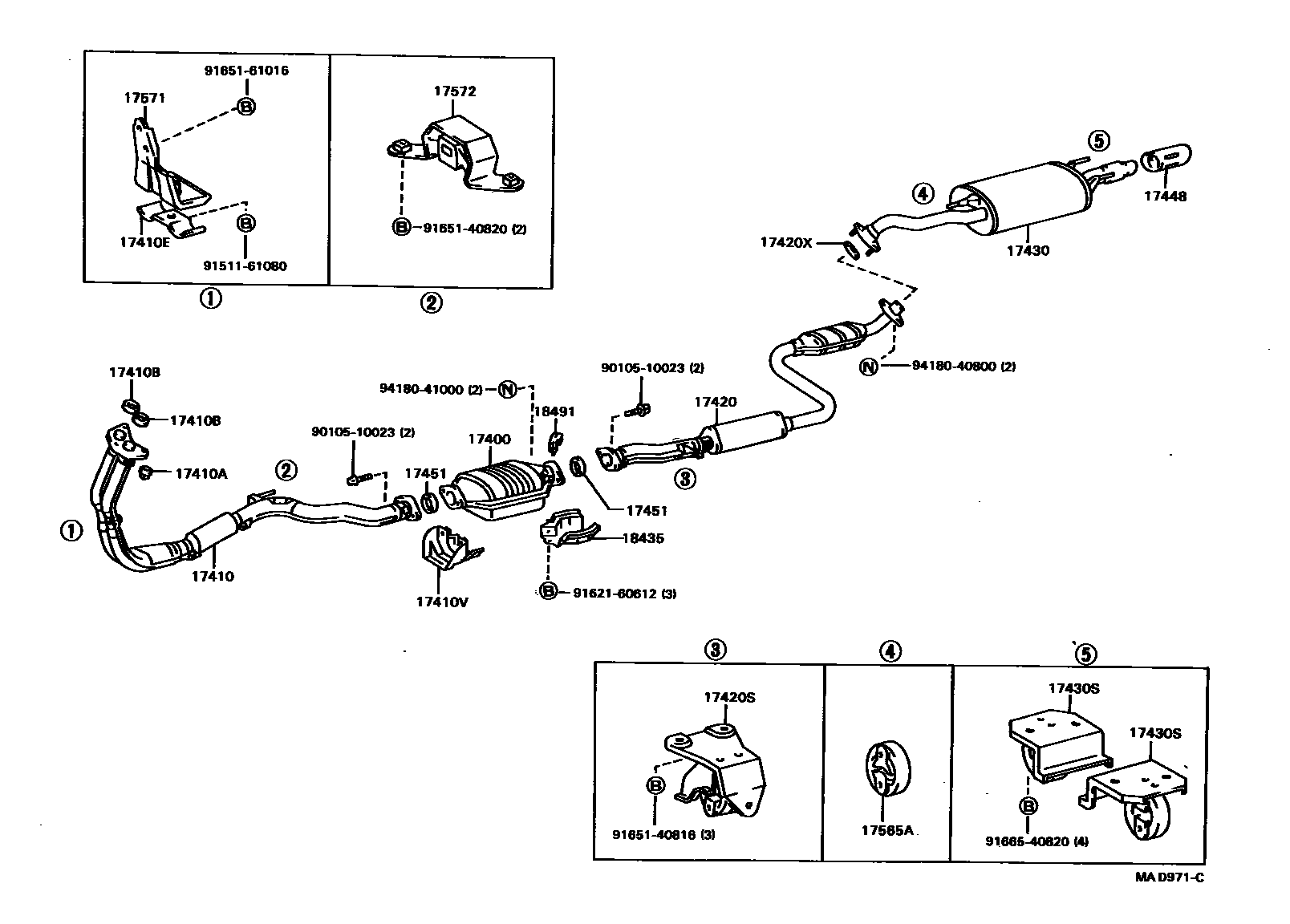 Toyota CAMRY Exhaust Pipe EPC diagram — MAD971C